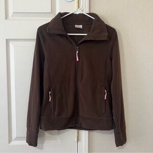 Danskin Now Brown Fleece Zip-Up Jacket with Pink Zipper Detail Women’s Small